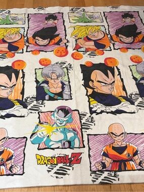 Rare Vintage Dragon Ball Z Y2K 90s Flannel Blanket Bedspread Made In USA